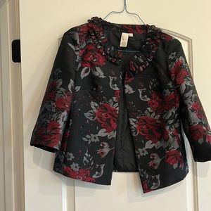 Black and Red Ruffle Collar Jacket